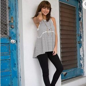 New Pol Striped Sleeveless Top - Black and White